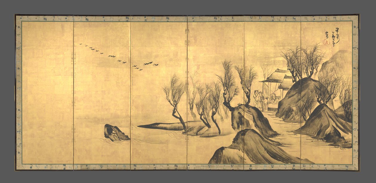 Landskap med de kinesiska lärda Su Shi och Tao Qian av Nagasawa Rosetsu