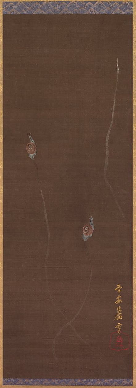 Sniglar på en vägg, 1700-tal. av Nagasawa Rosetsu