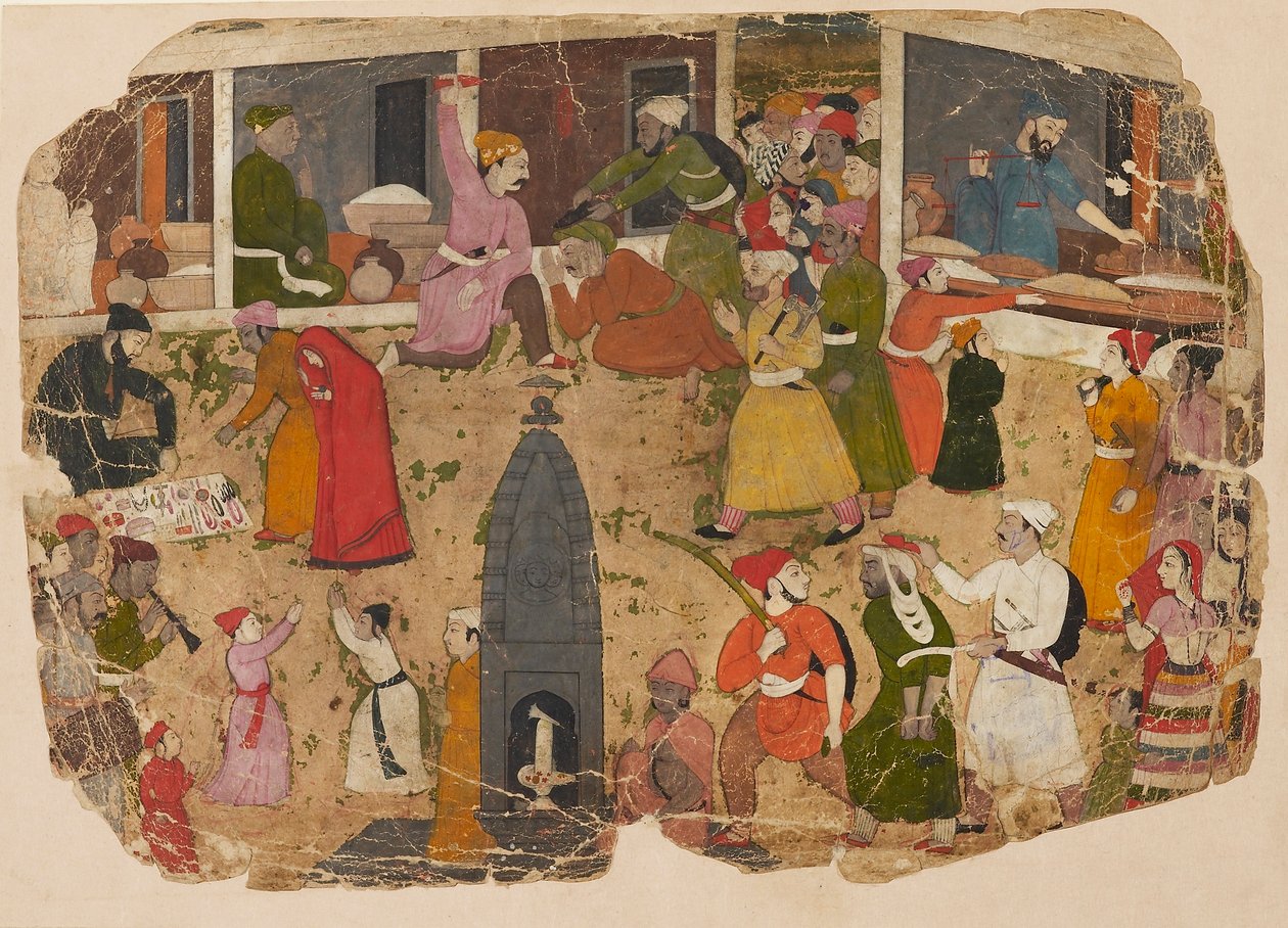 Ett tumult i basaren, 1750-1760 av Nainsukh