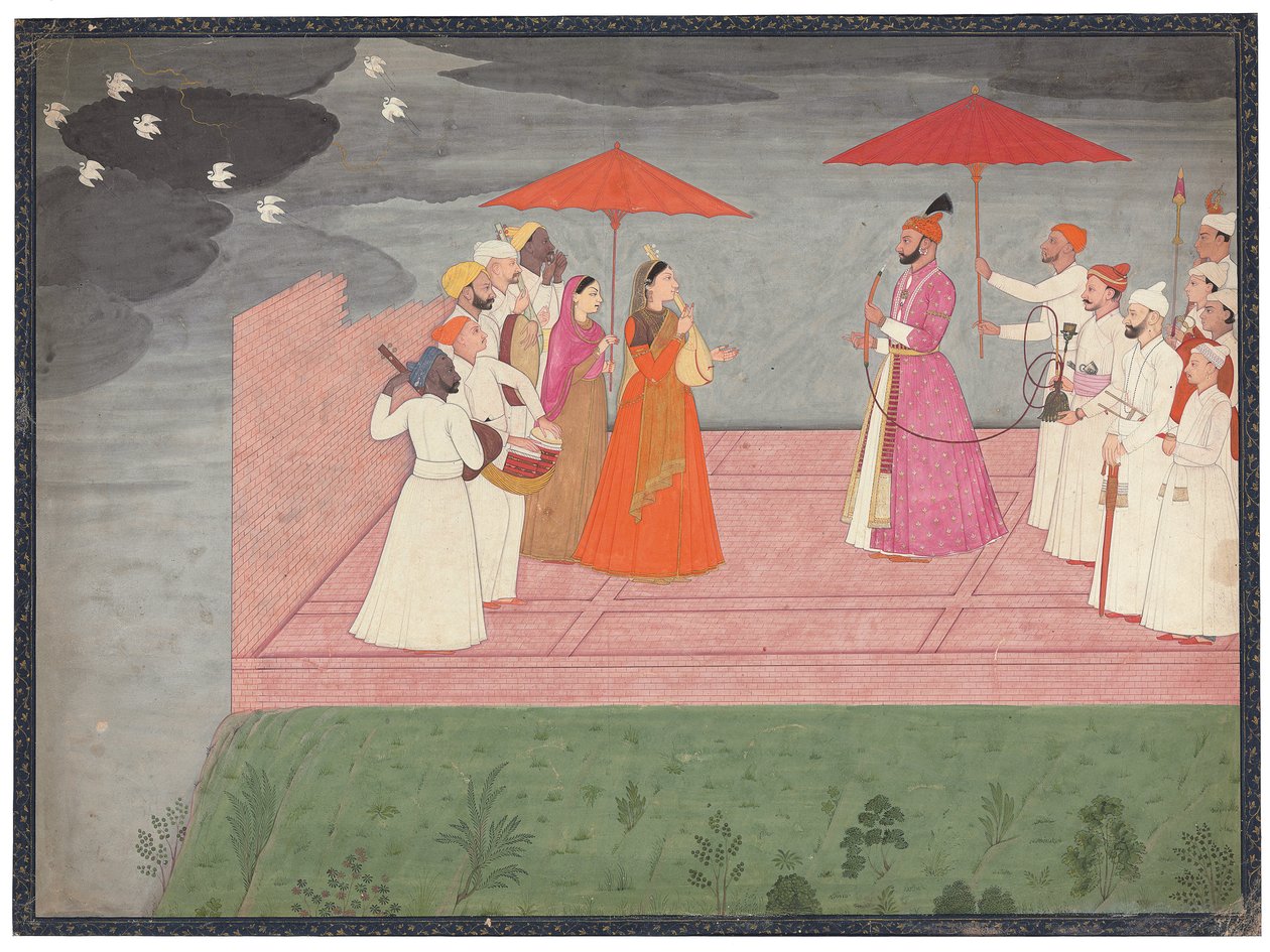 Musiker som spelar en raga för Balwant Dev Singh under regnperioden, ca 1745-50 av Nainsukh