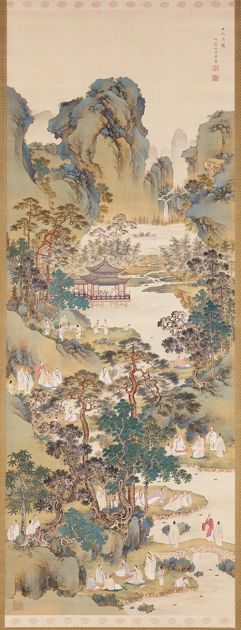 Poetry Gathering At The Orchid Pavilion (bläck, färg och gofun på siden) av Nakabayashi Chikkei