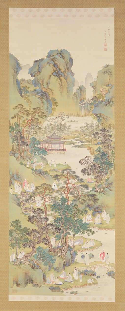 Poesisamling på Orchid Pavilion (bläck, färg & gofun på siden) av Nakabayashi Chikkei