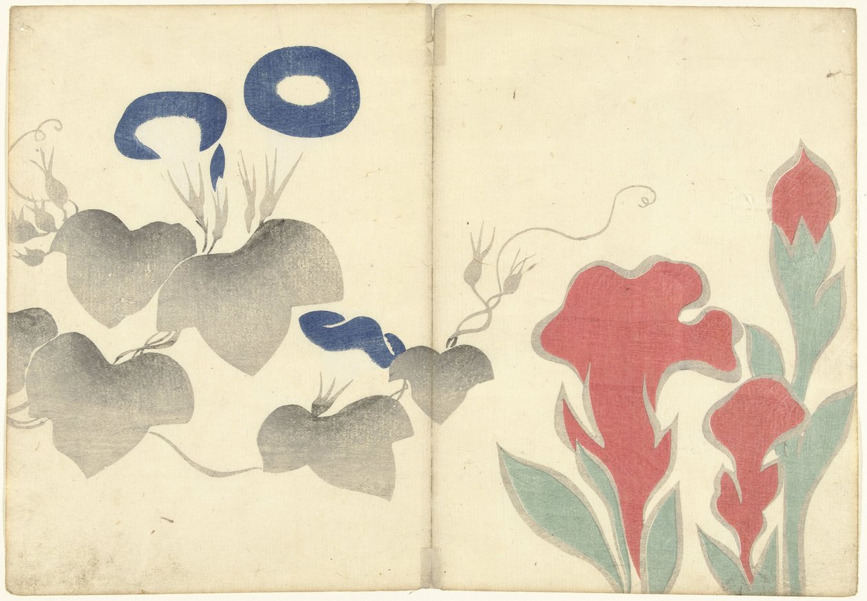 Blå bindweed och röda blommor Bildalbum av Korin (serietitel) Korin gafu (serietitel) av Nakamura Hochu