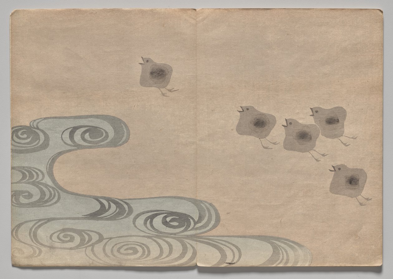 Scen från The Kōrin Picture Book (volym 1) av Nakamura Hochu
