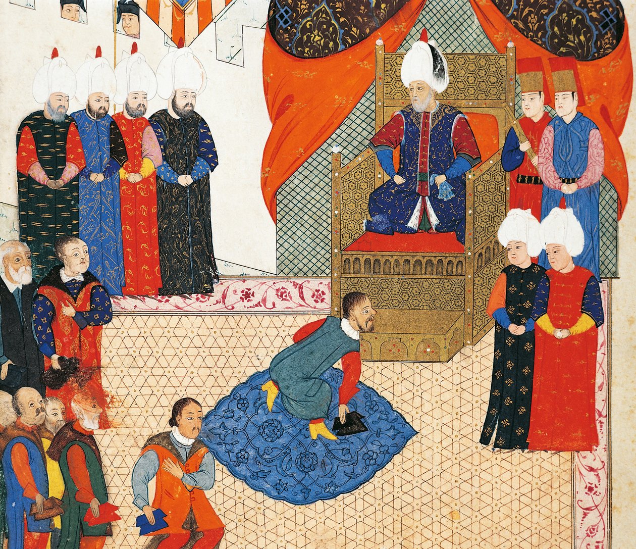 Mottagandet av den ungerske kronprinsen Zsigismond Janos av Suleyman I den 29 juni av Nakkaş Osman
