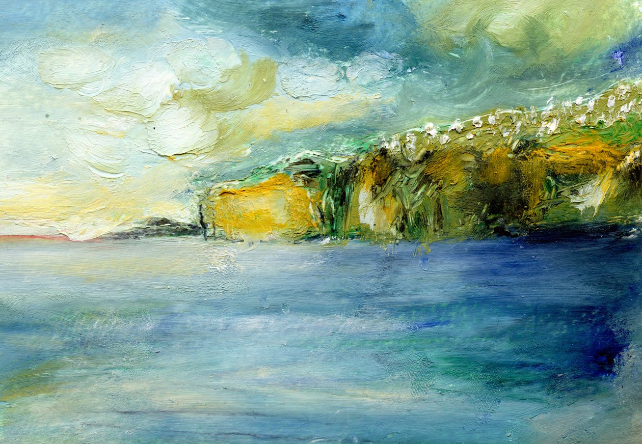 Ett vykort från Madeira, 2014, (olja på kort) av Nancy Moniz Charalambous