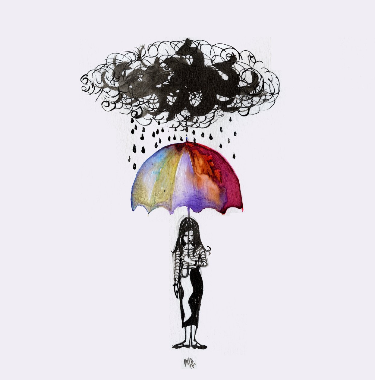 Black Cloud, 2017, (bläck på papper) av Nancy Moniz Charalambous