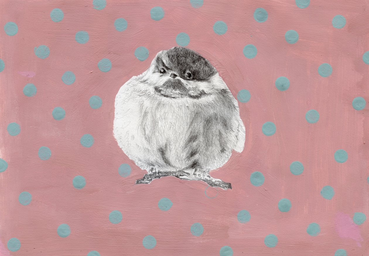 Knubbig liten bunt, 2014, (gouache och penna på papper) av Nancy Moniz Charalambous
