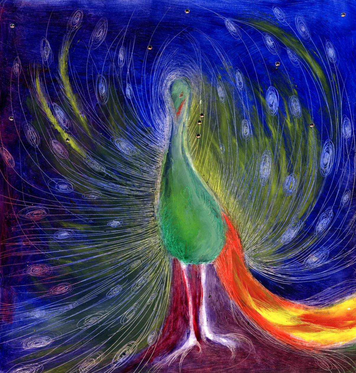 Night of Light, 2012, (olja och bladguld på kort) av Nancy Moniz Charalambous