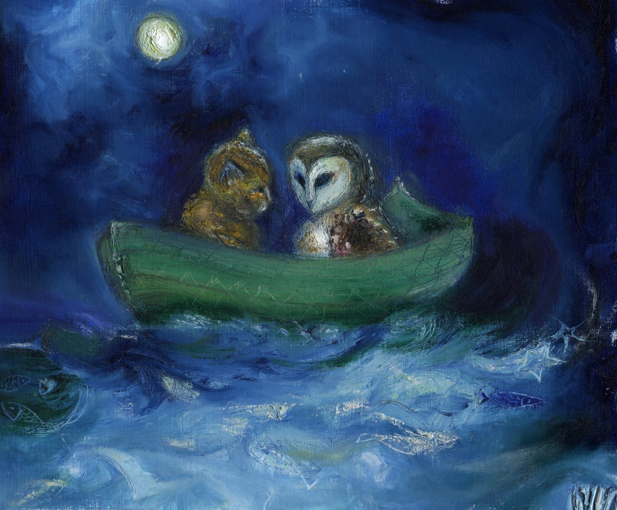 Ugglan och kissekatten, 2014, av Nancy Moniz Charalambous
