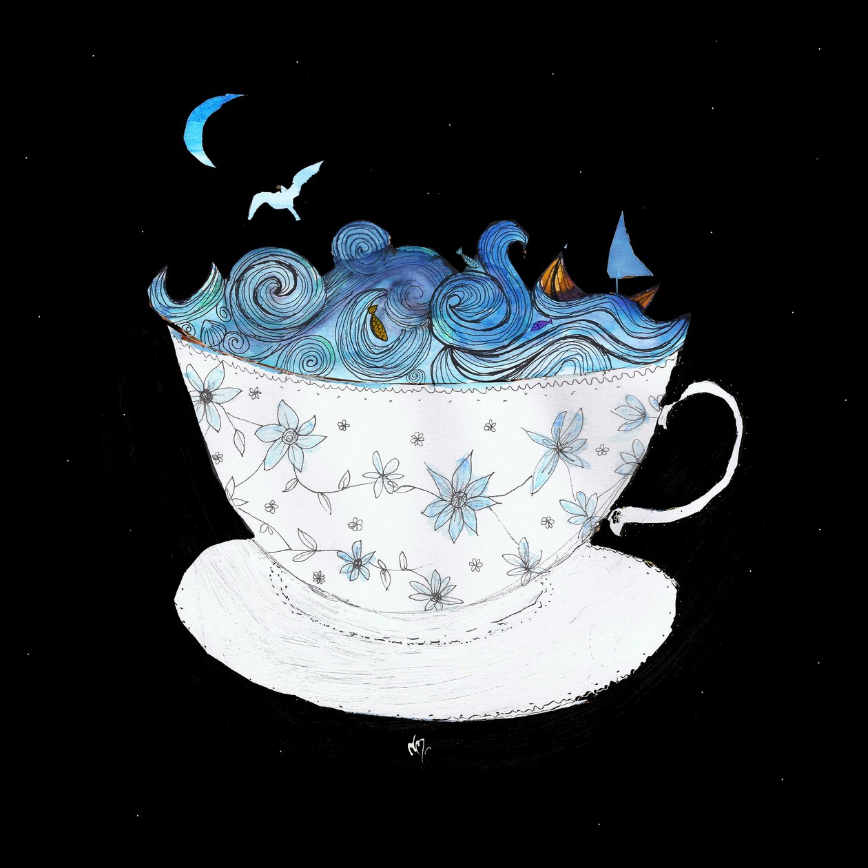 A Storm in a Teacup, 2020 (blandade media) av Nancy Moniz Charalambous