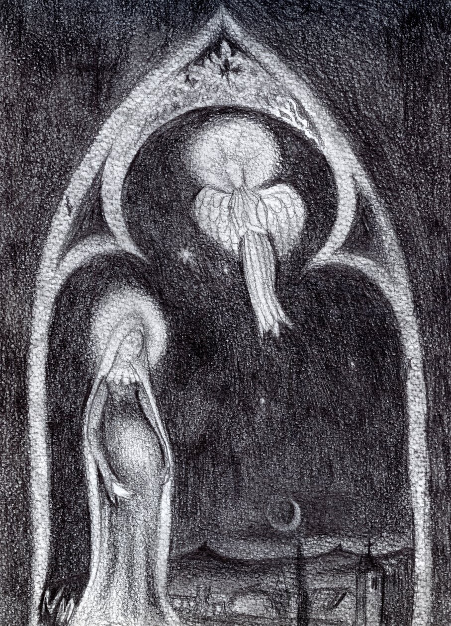 Angel Gabriel, 2015, (Graphite Pencil Study on card) av Nancy Moniz Charalambous