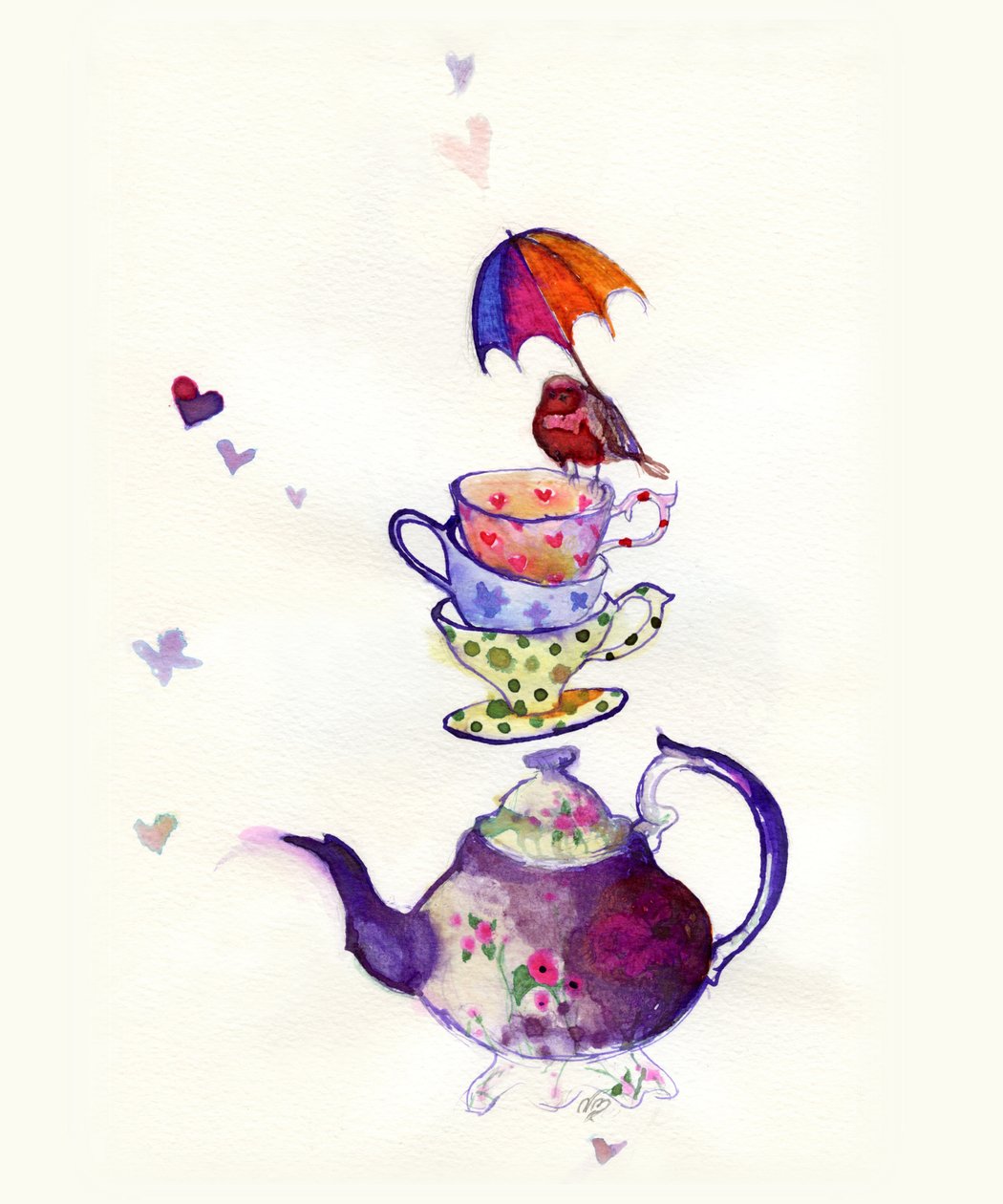Little Tea bird, 2015, (bläck på papper) av Nancy Moniz Charalambous