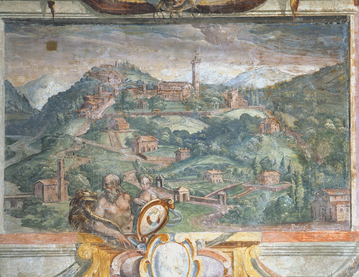 Sovrum, detalj av frisen som föreställer städer under Medici-styret, Fiesole, 1564-75 av Bartolomeo Ammannati