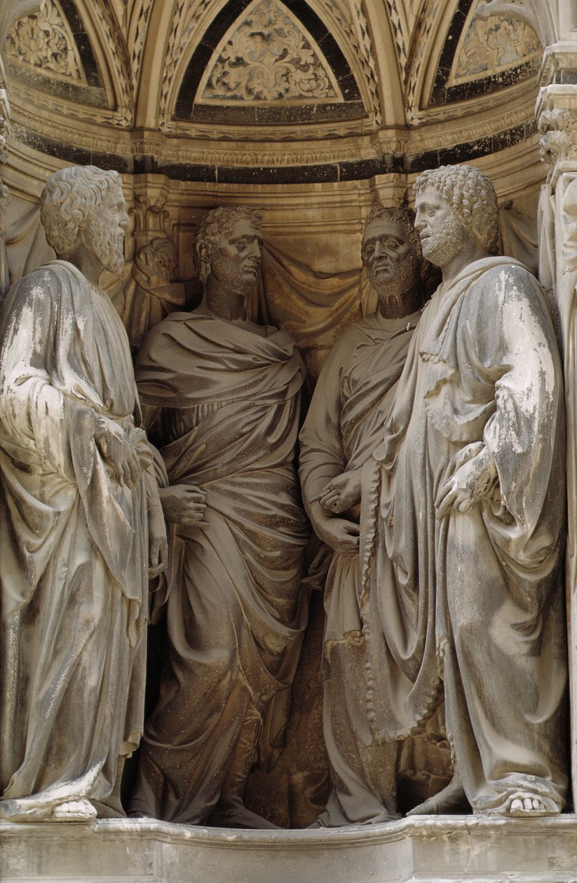 I Quattro Coronati, från stenhuggar- och snickargillets nisch, ca 1415 (marmor) av Nanni di Banco