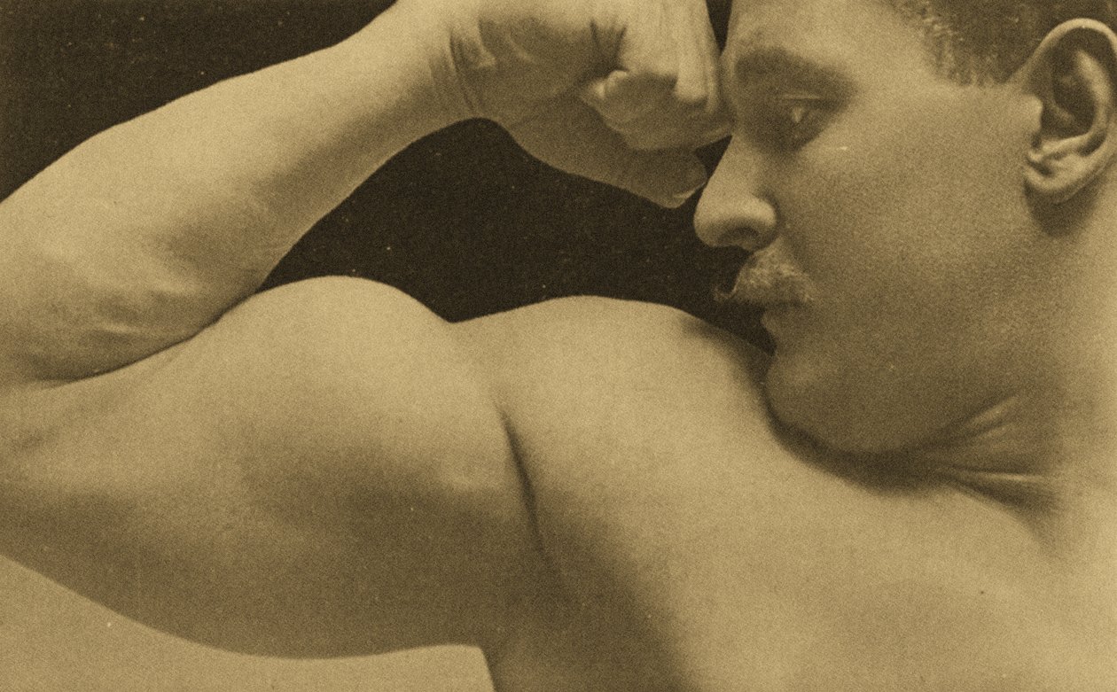Eugen Sandow, i klassisk antik grekisk-romersk pose, c.1894 av Napoleon Sarony