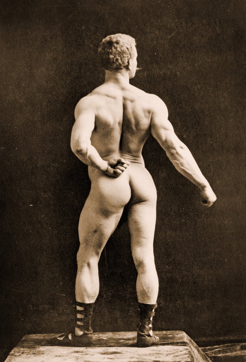 Eugen Sandow, i klassisk grekisk-romersk pose, ca 1893 av Napoleon Sarony
