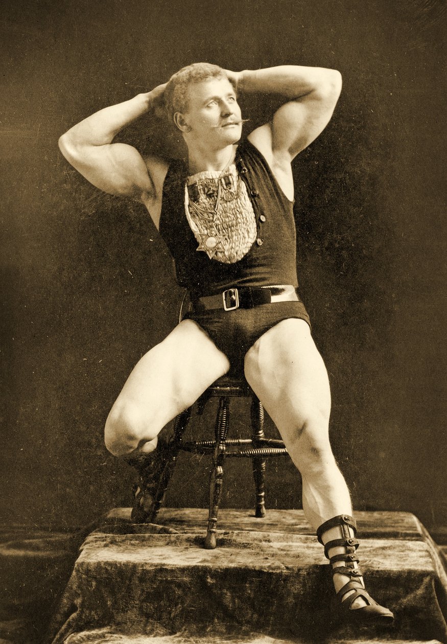 Eugen Sandow, i klassisk antik grekisk-romersk pose, c.1893 av Napoleon Sarony