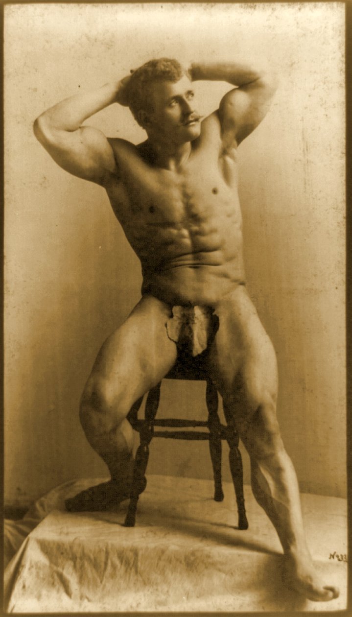 Eugen Sandow, i klassisk antik grekisk-romersk pose, c.1893 av Napoleon Sarony