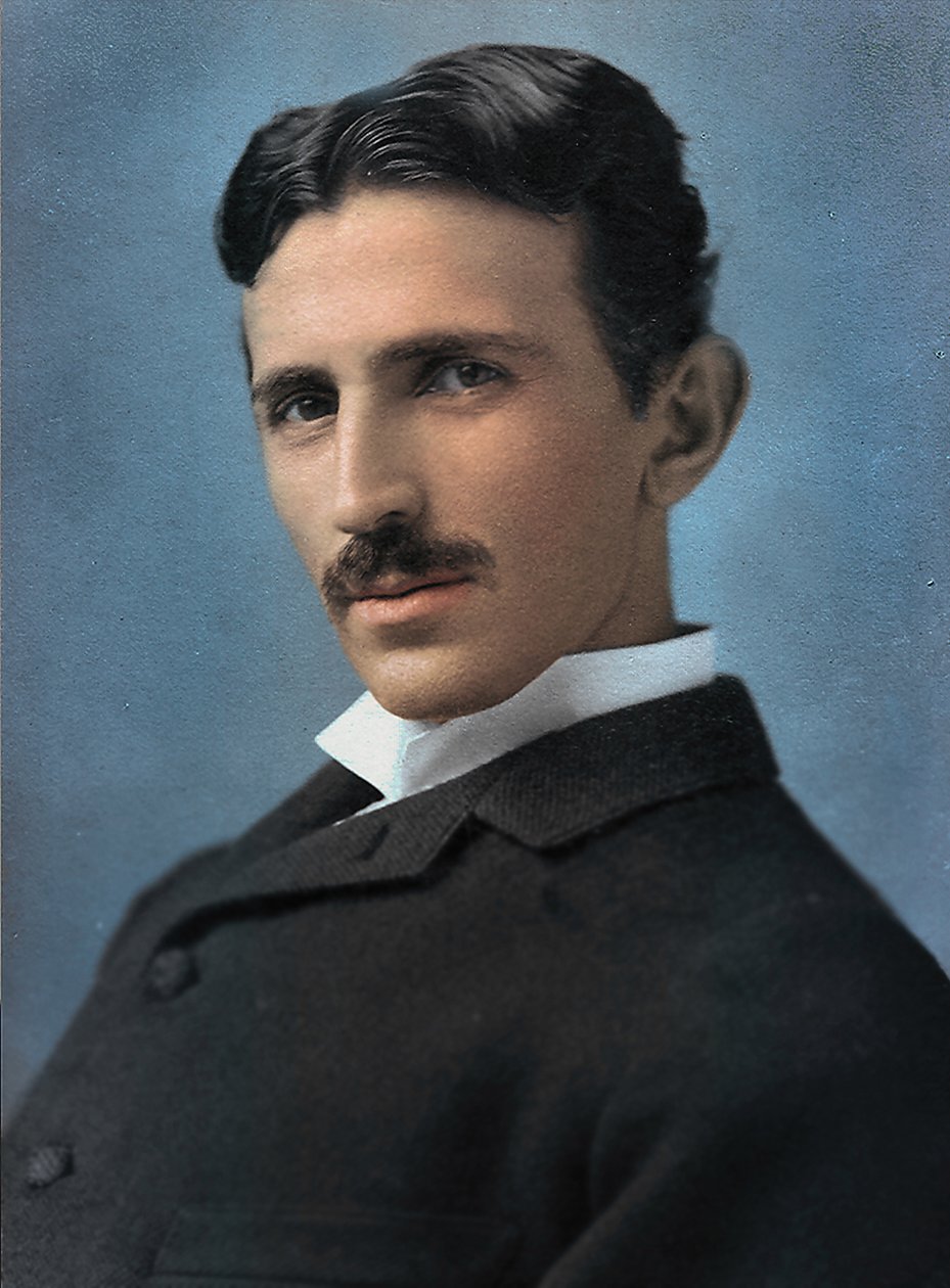 Porträtt av Nikola Tesla, 1890 (handtonat foto) av Napoleon Sarony