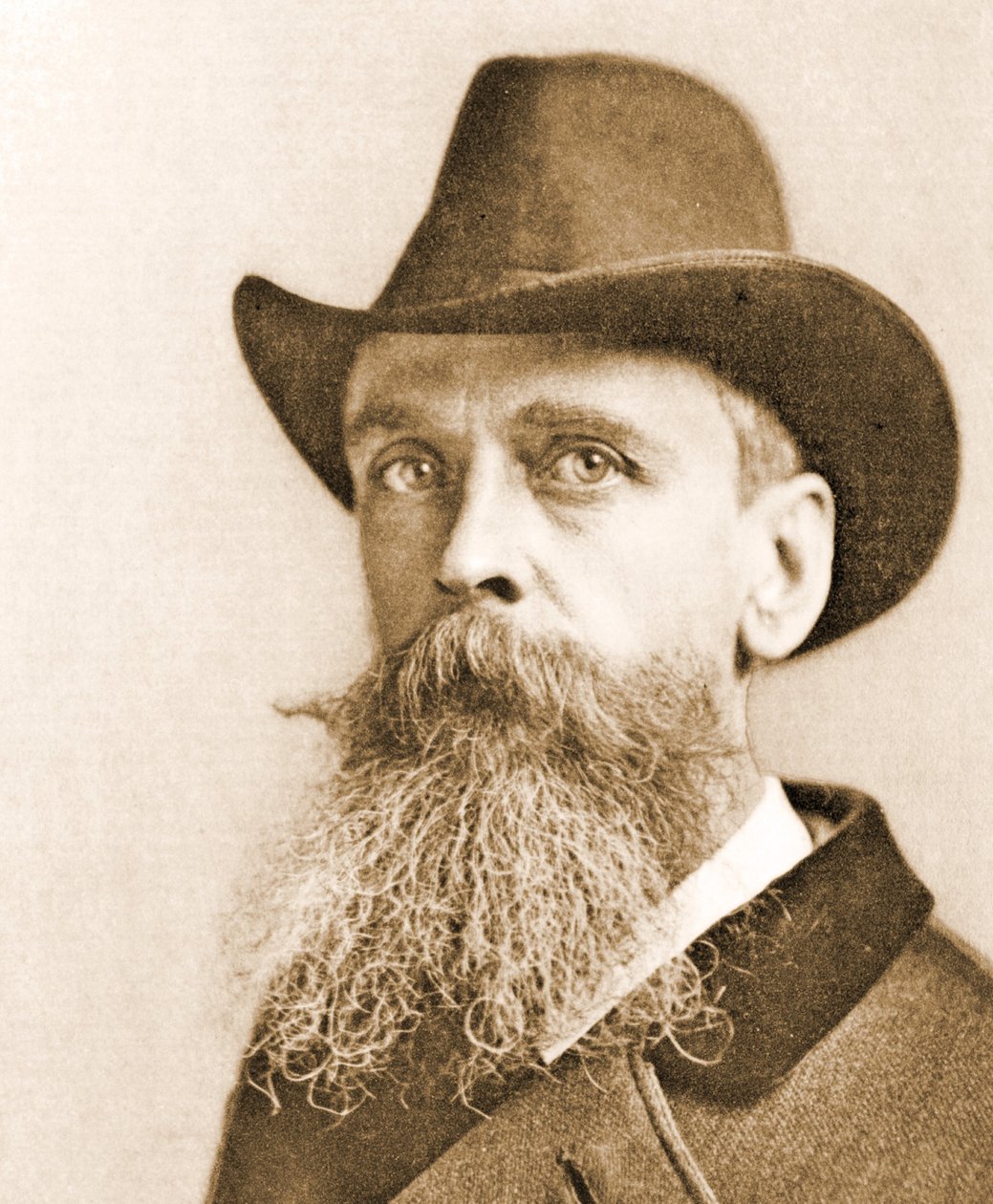 Porträtt av Thomas Moran, ca 1890 (svartvitt foto) av Napoleon Sarony