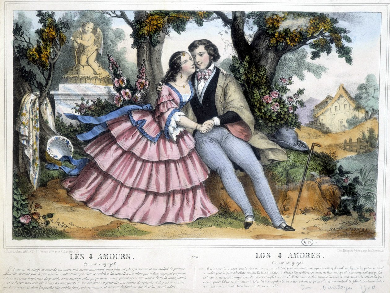 Par älskare: de 4 kärlekarna - av Thomas, ca. 1852. av Napoleon (after) Thomas