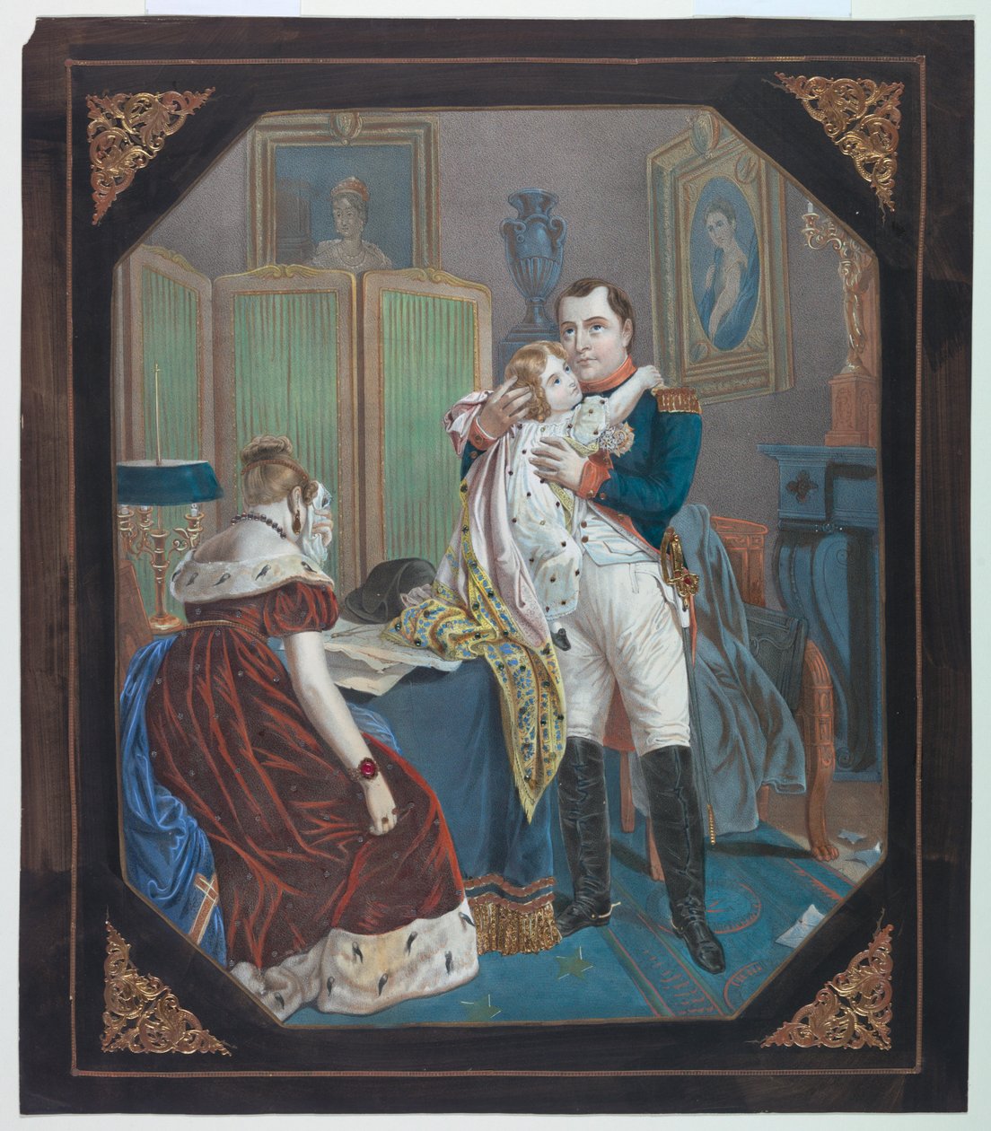 "Tinsel Picture": Napoleon och kejsarinnan Marie-Louise med kungen av Rom av Napoleon Bonaparte