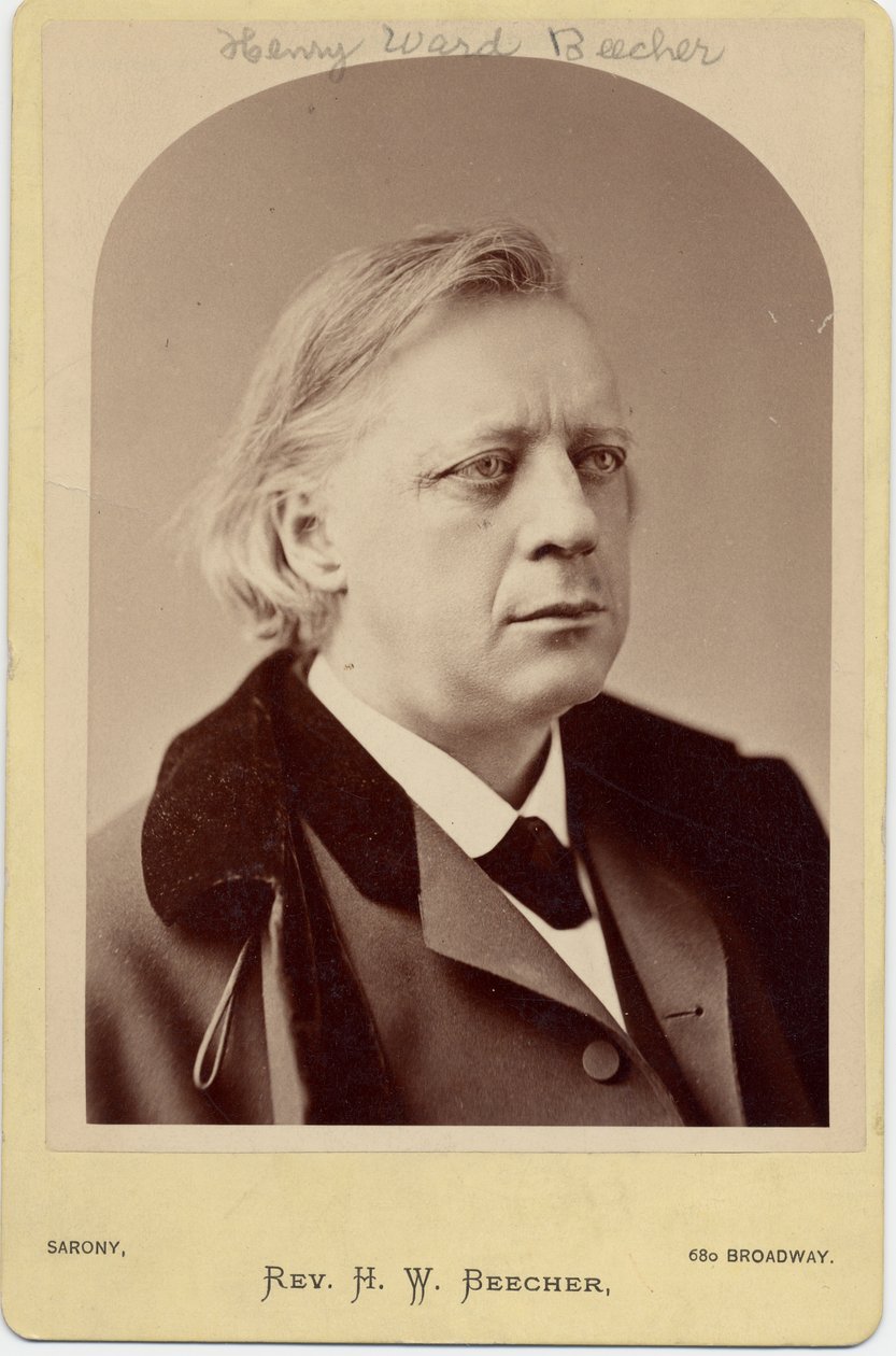 Henry Ward Beecher (1818-87), amerikansk präst, socialreformator (albuminfoto) av Napoleon Sarony