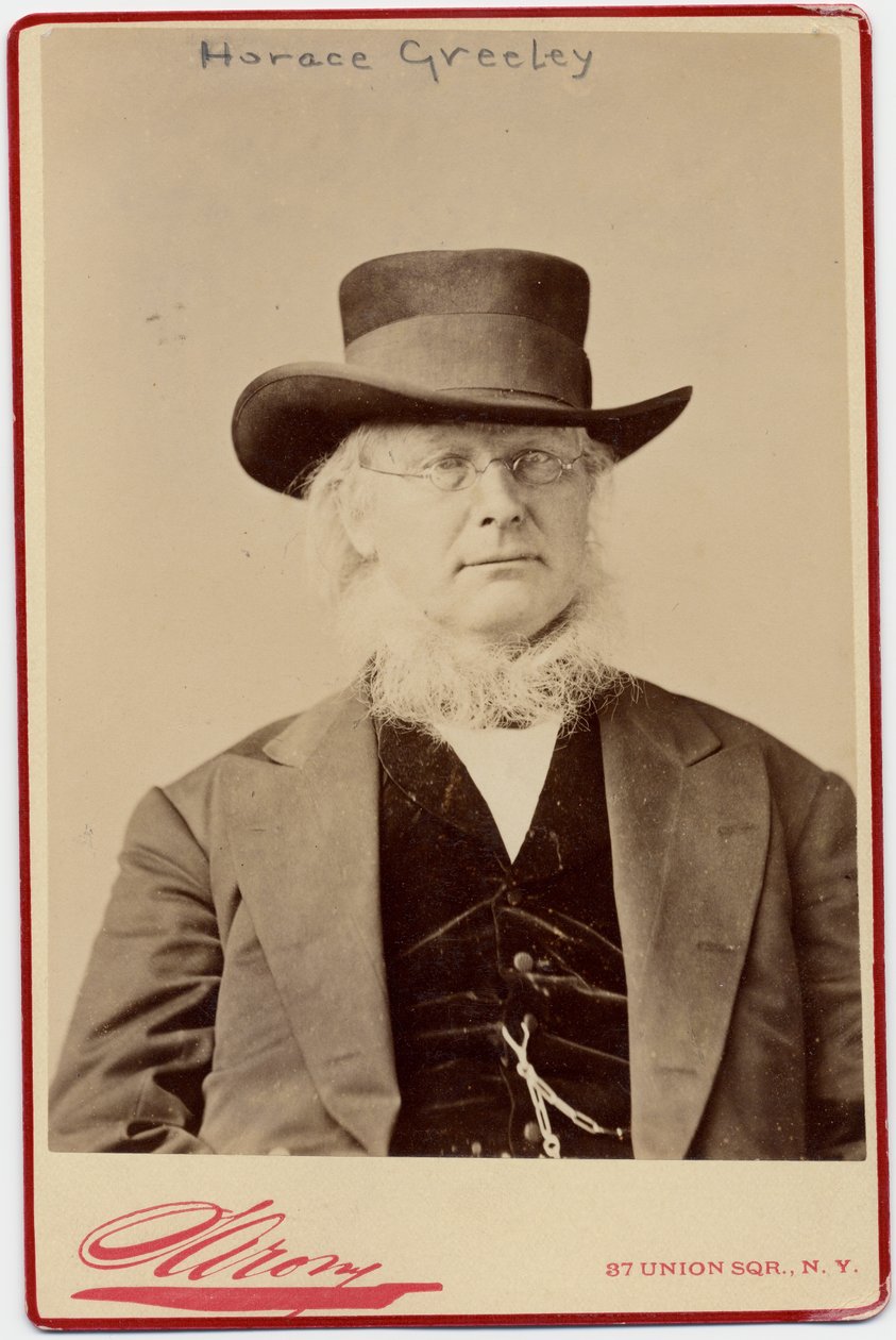 Horace Greeley (1811-72), amerikansk politiker och tidningsredaktör (albumfoto) av Napoleon Sarony