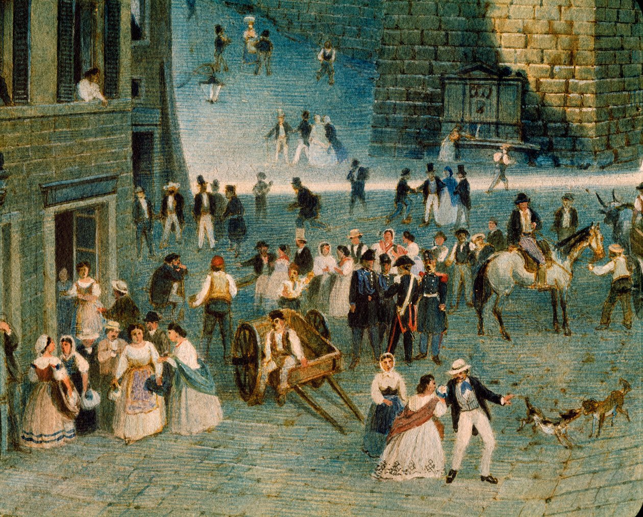 Semester på Grimana-torget i Perugia, av Napoleone Verga (1833-1916) av Napoleone Verga