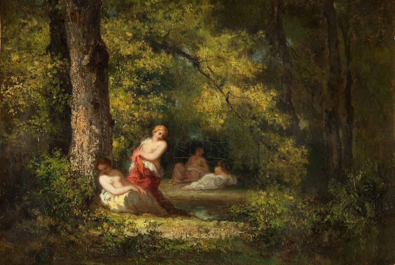 Fyra nymfer i en skog av Narcisse Virgile Diaz de la Peña