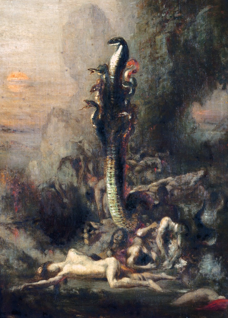 Hercules and the Lernaean Hydra, efter Gustave Moreau, ca 1876 (detalj av 226576) av Narcisse Berchere
