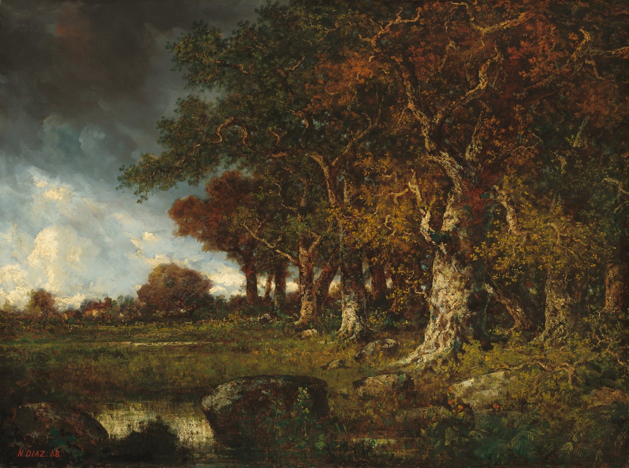 Skogskanten vid Les Monts-Girard, Fontainebleau av Narcisse Diaz de la Pena