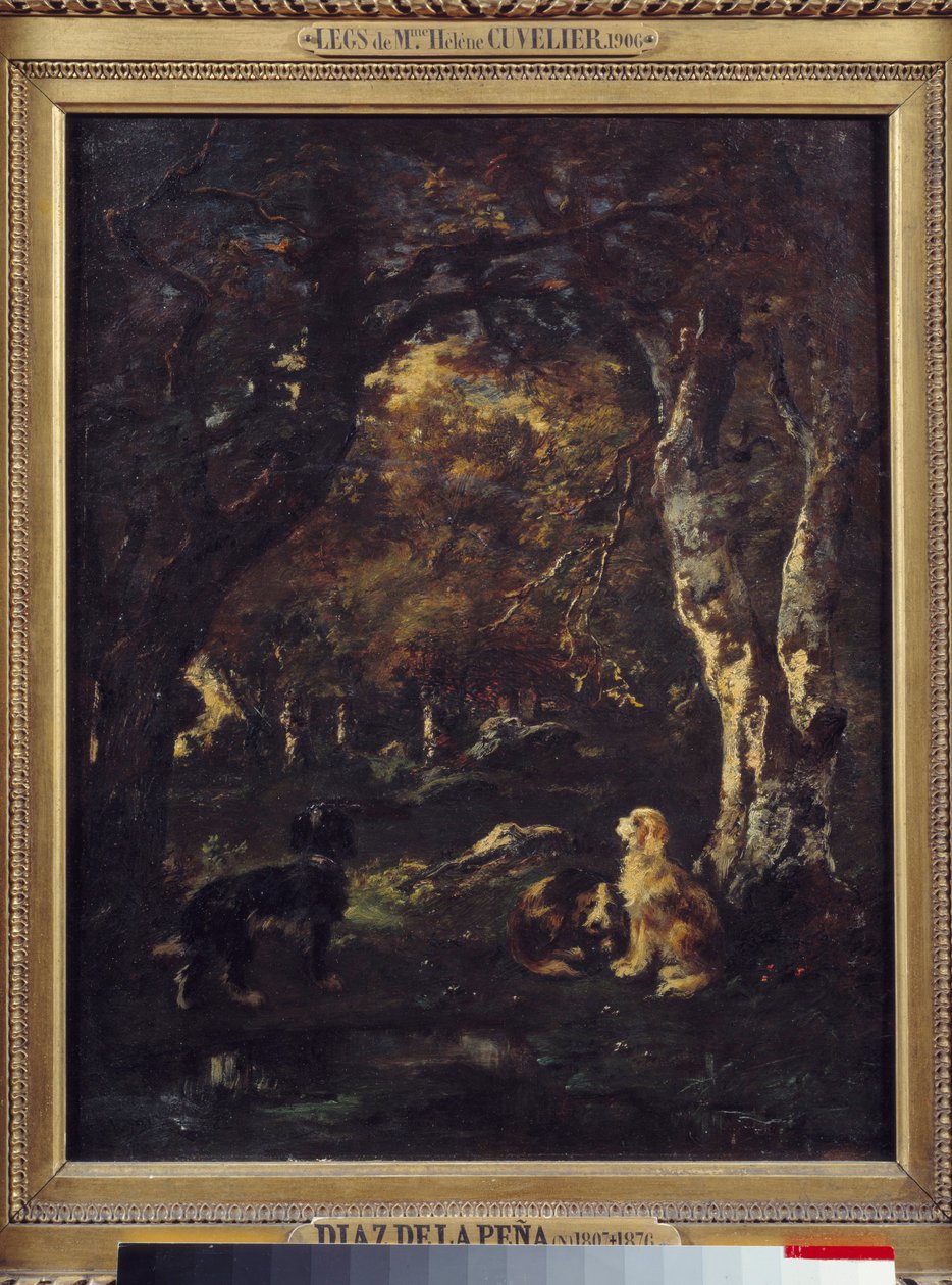 Hundar i skogen Målning av Narcissus Diaz de la Pena av Narcisse Virgile Diaz de la Peña