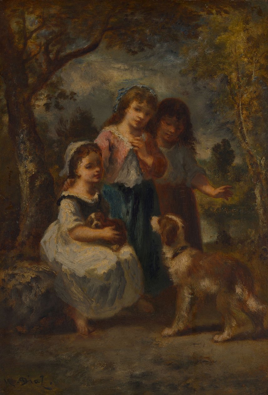 Tre små flickor, ca 1870 av Narcisse Virgile Diaz de la Peña