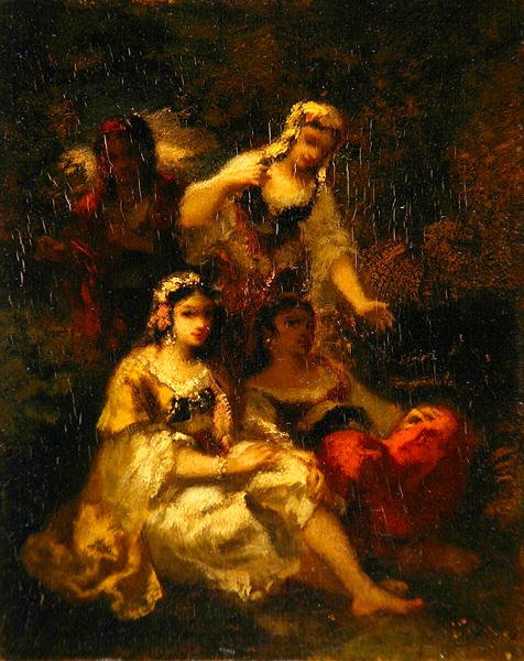 Fyra spanska jungfrur, ca 1844-60 (olja på panel) av Narcisse Virgile Diaz de la Peña