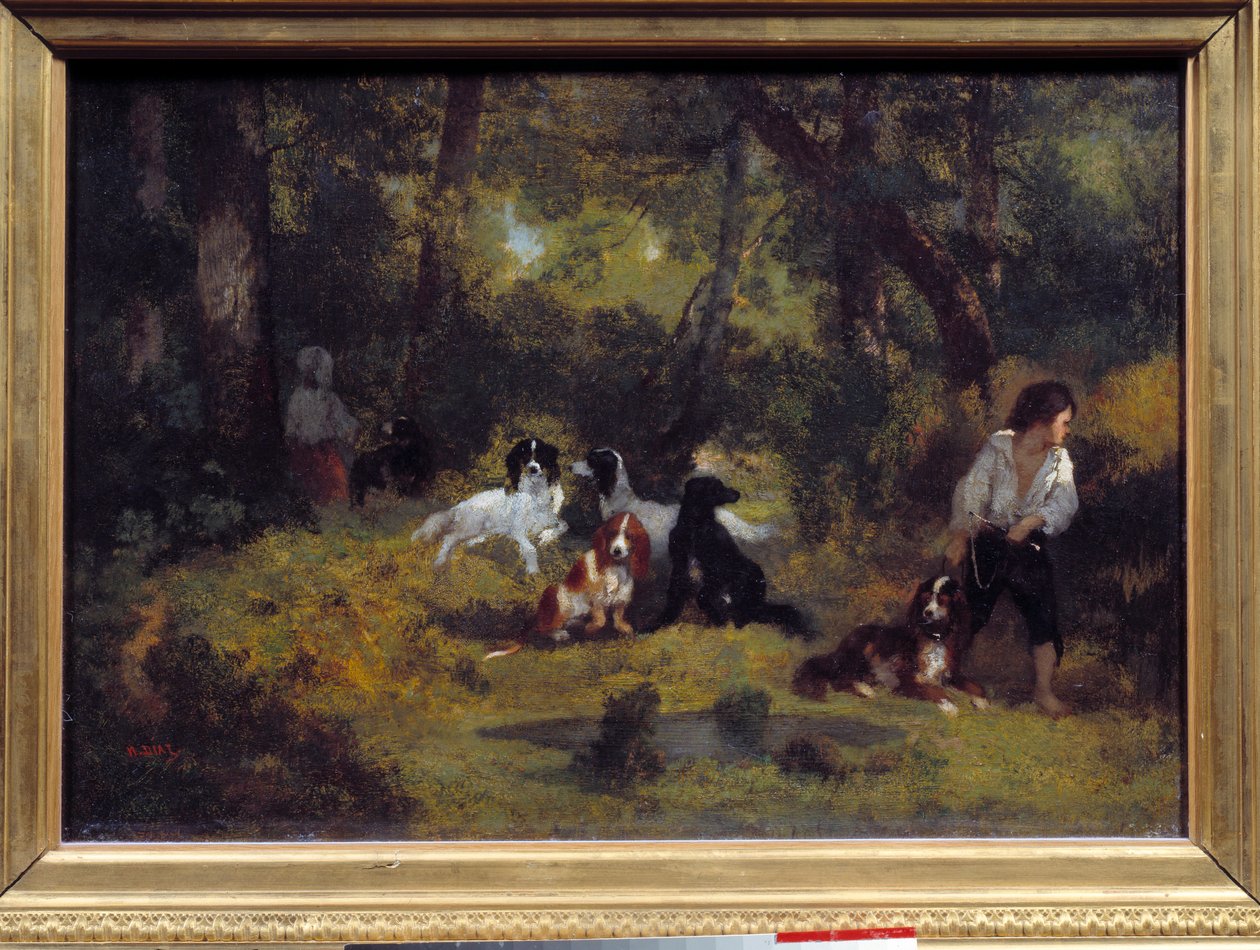 Hundarnas tjänare Målning av Narcisse Diaz de la Pena (1807-1876) (ec. de Barbizon) 1800-talet sön. 0,29x0,42 m Paris, Louvren av Narcisse Virgile Diaz de la Peña
