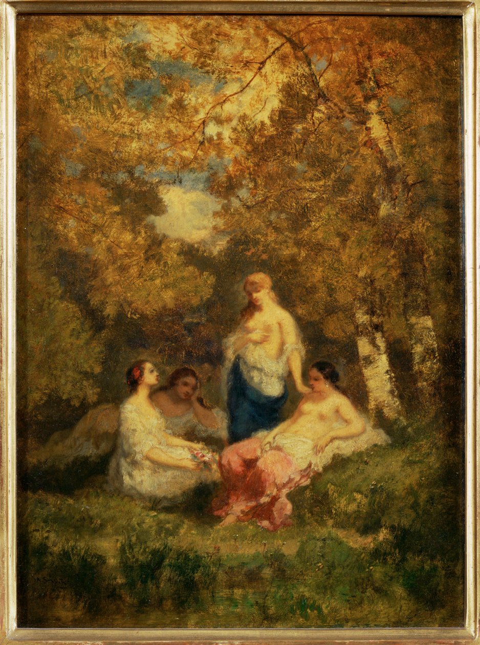 Quatre filles au repos dans la foret - Fyra flickor vilar i ett ... av Narcisse Virgile Diaz de la Peña