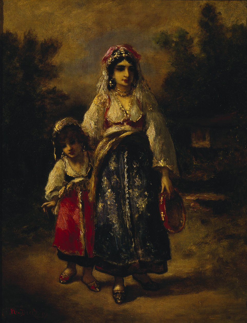 Kvinna och flicka av Narcisse Virgile Diaz de la Peña