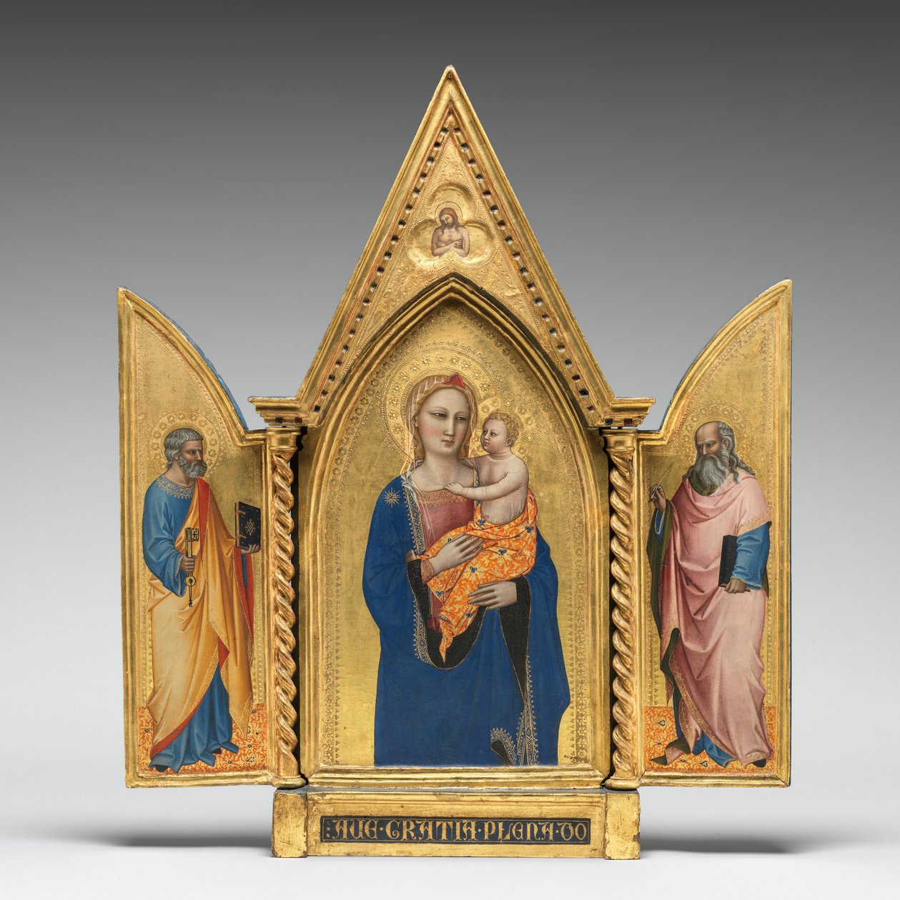 Madonna och barn, med de heliga Petrus och evangelisten Johannes, och sorgens man [hela triptyken] av Nardo di Cione