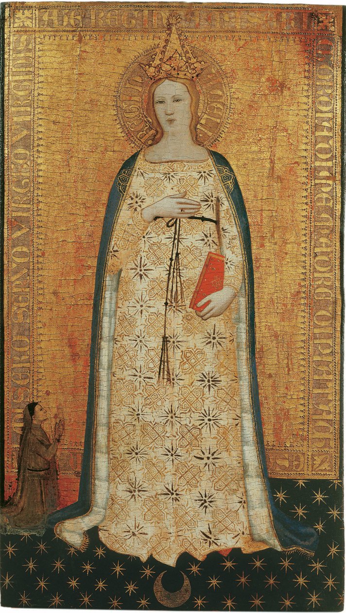 Vierge parturiente, jungfruligt barn - Madonna del Parto (Madonna av förlossningen) - Nardo di Cione (aktiv ca 1346-1365). Tempera på panelen av Nardo di Cione Orcagna