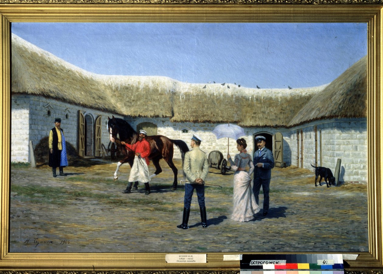 Hästuppfödare. Målning av Narkis Nikolaevich Bunin (1856-1912). Olja på duk, 80 x 125 cm av Narkis Nikolaevich Bunin