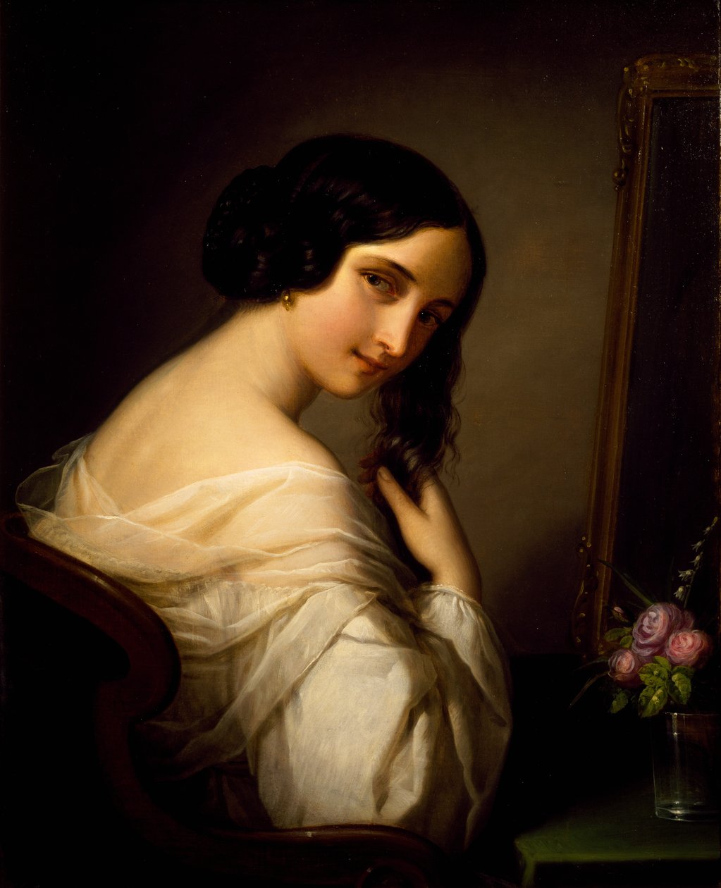 En dam vid hennes toalett, av Natale Schiavoni (1777-1858) av Natale Schiavoni