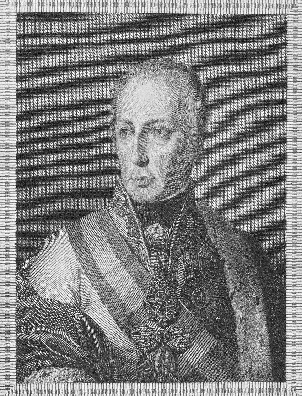 Franciskus II, tysk romersk kejsare, graverad av Giuseppe Longhi av Natale Schiavoni