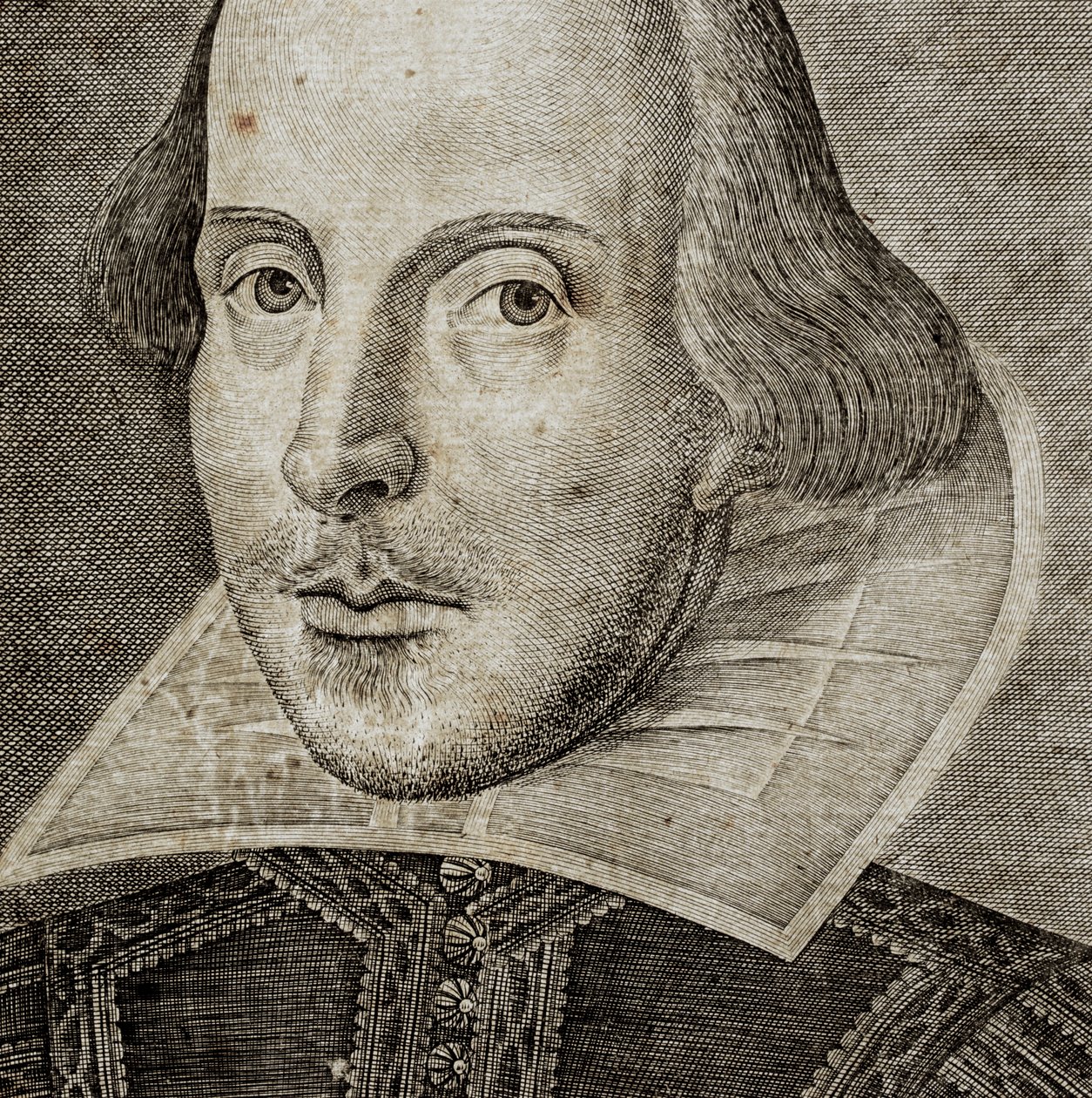 Detalj av porträtt av William Shakespeare på framsidan av Comedies, histories,  t... av Nathan Benn