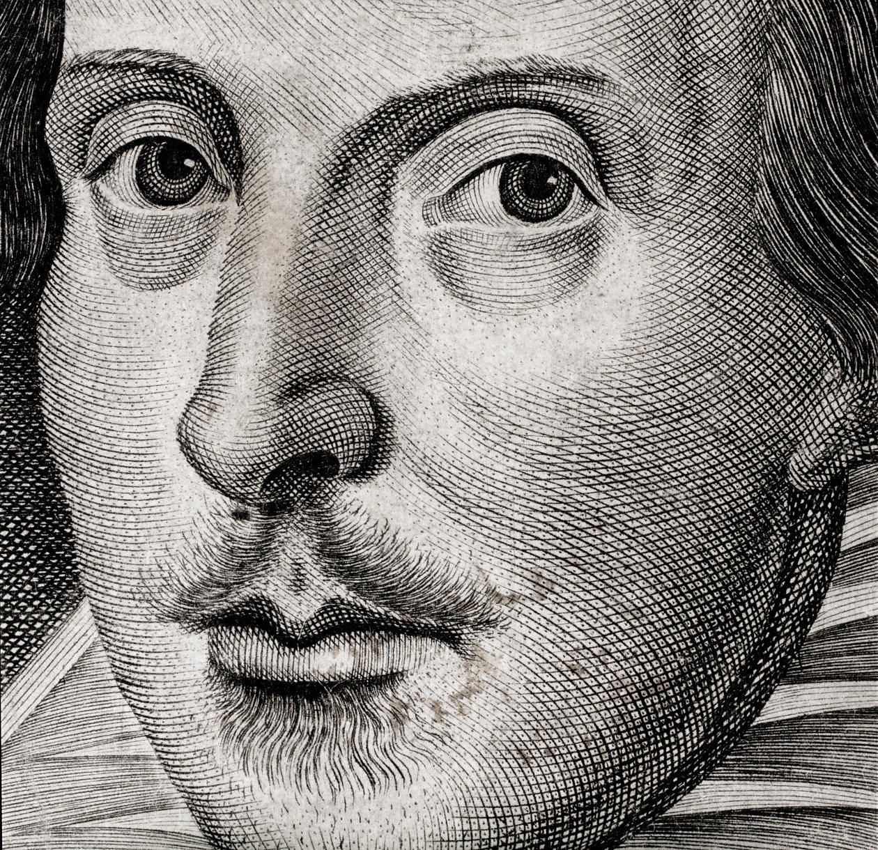 Detalj av porträtt av William Shakespeare på framsidan av Comedies, histories,  t... av Nathan Benn