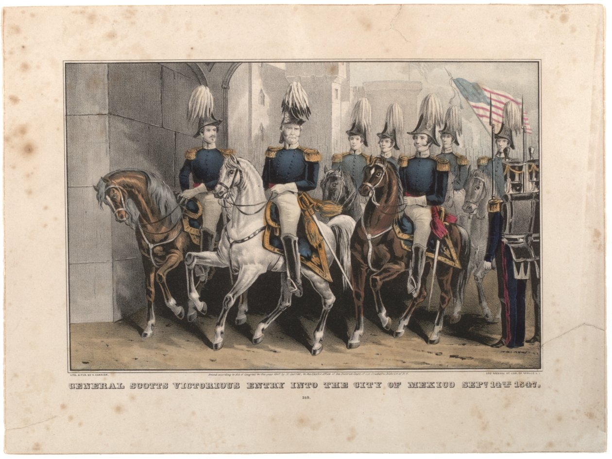 General Scotts segerrika intåg i staden Mexiko den 14 september 1847 av Nathaniel Currier