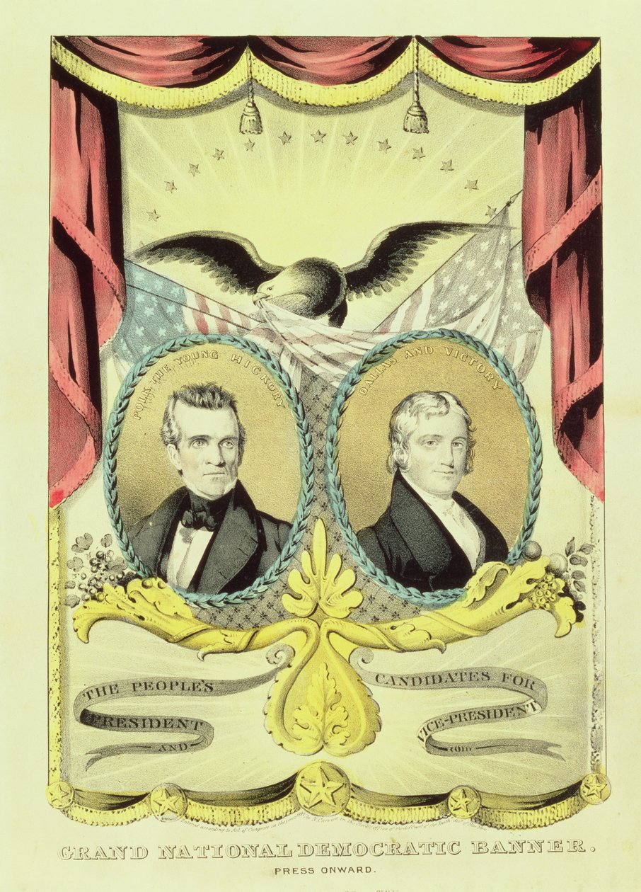 Stora nationella demokratiska kampanjaffisch, 1844 av Nathaniel Currier