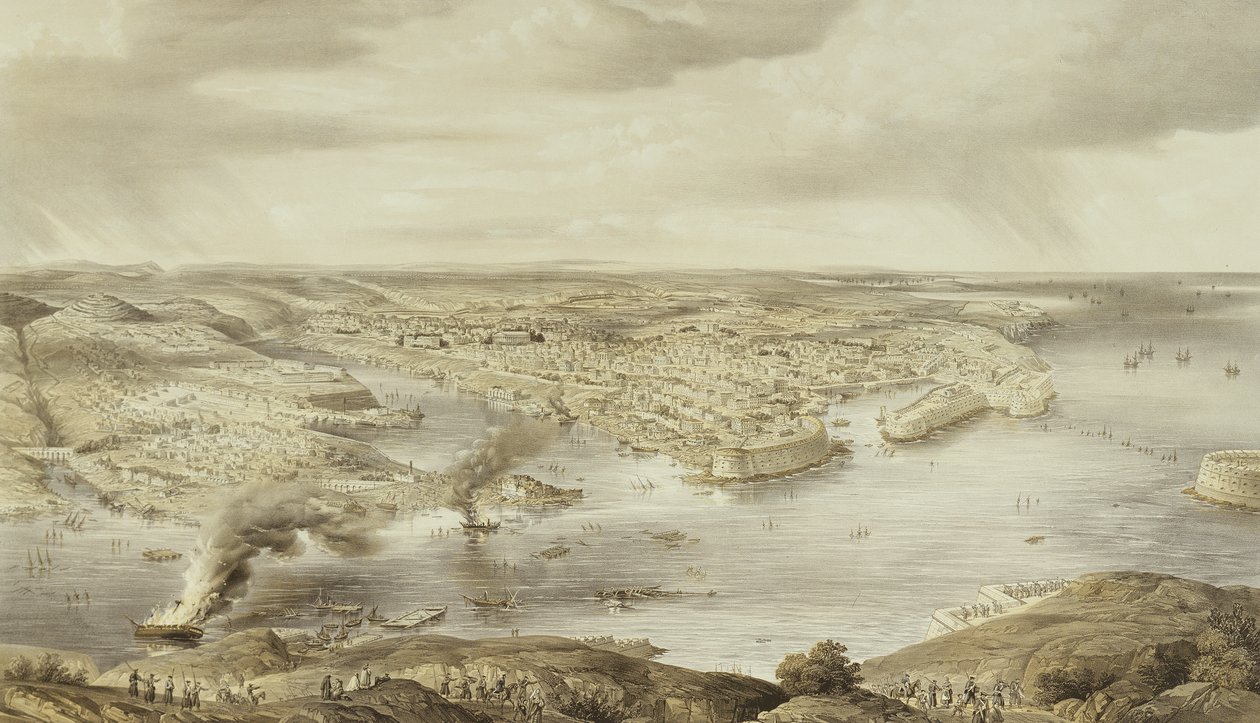 The Blood Stained Ruins of Sebastopol, 10 september 1855, graverad av Day und Son, publicerad 1857 av Nathaniel Whittock