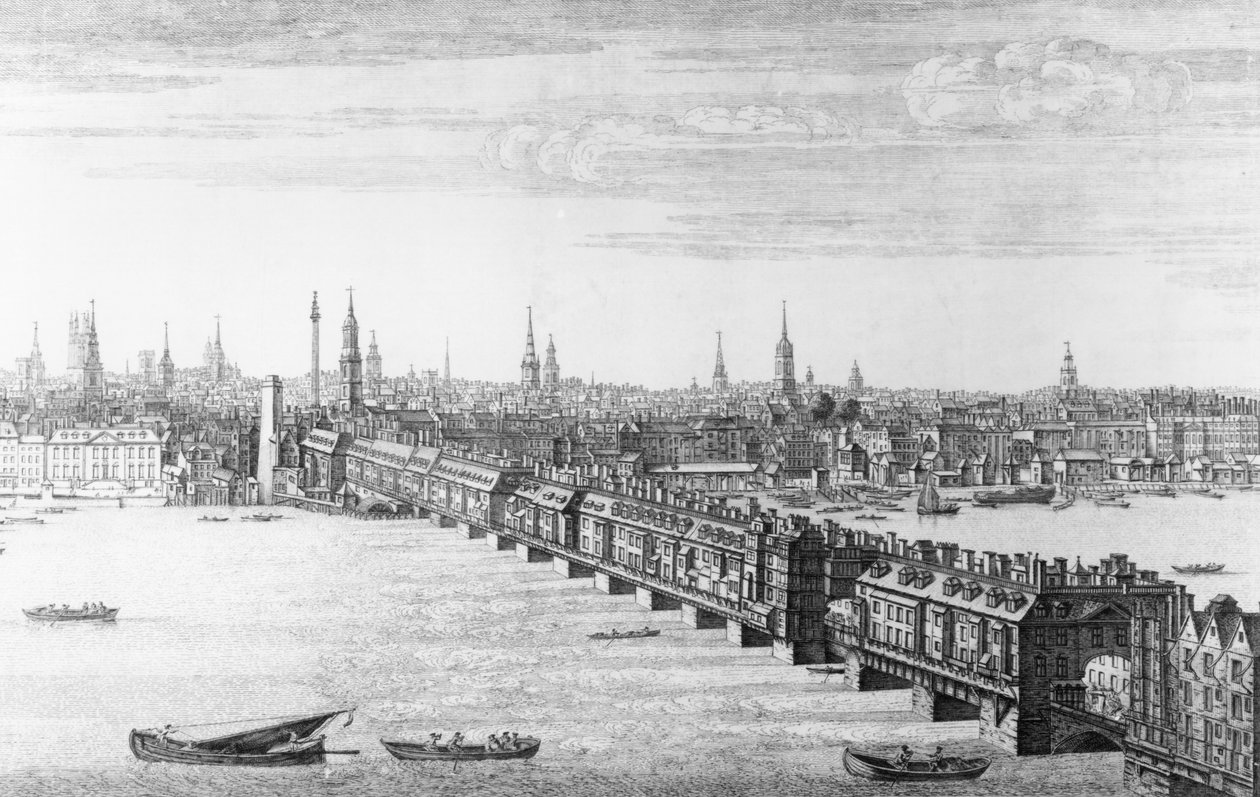 West Front of London Bridge, 1749 av Nathaniel and Samuel Buck